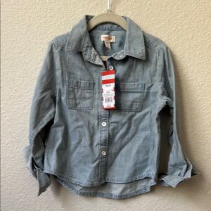 Kids Cat & Jack Button Down Blue Denim Shirt New with Tags